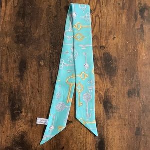 Tiffany blue gold key silk twilly
